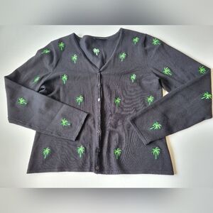 Etoile Palm Embroidered Sweater Size M in Black